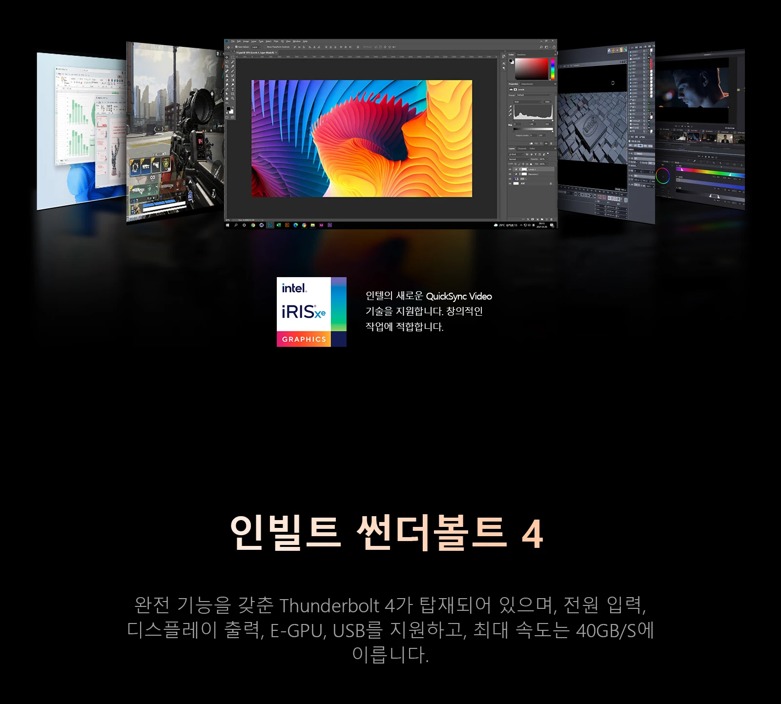 Chatreey IT12 미니 PC는 최대 40Gbps의 데이터 전송 속도를 지원하는 완전한 기능을 갖춘 Thunderbolt 4 인터페이스를 제공합니다. 이 인터페이스는 전송, 충전, 디스플레이 장치 연결과 같은 요구 사항을 충족할 수 있습니다.